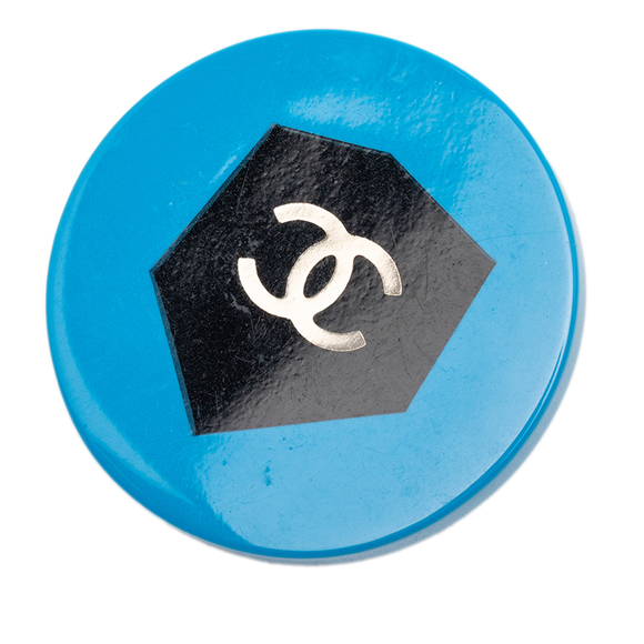 Chanel Jewelry - Pre-Loved Chanel CC Bicolor Resin Shield Round Brooch